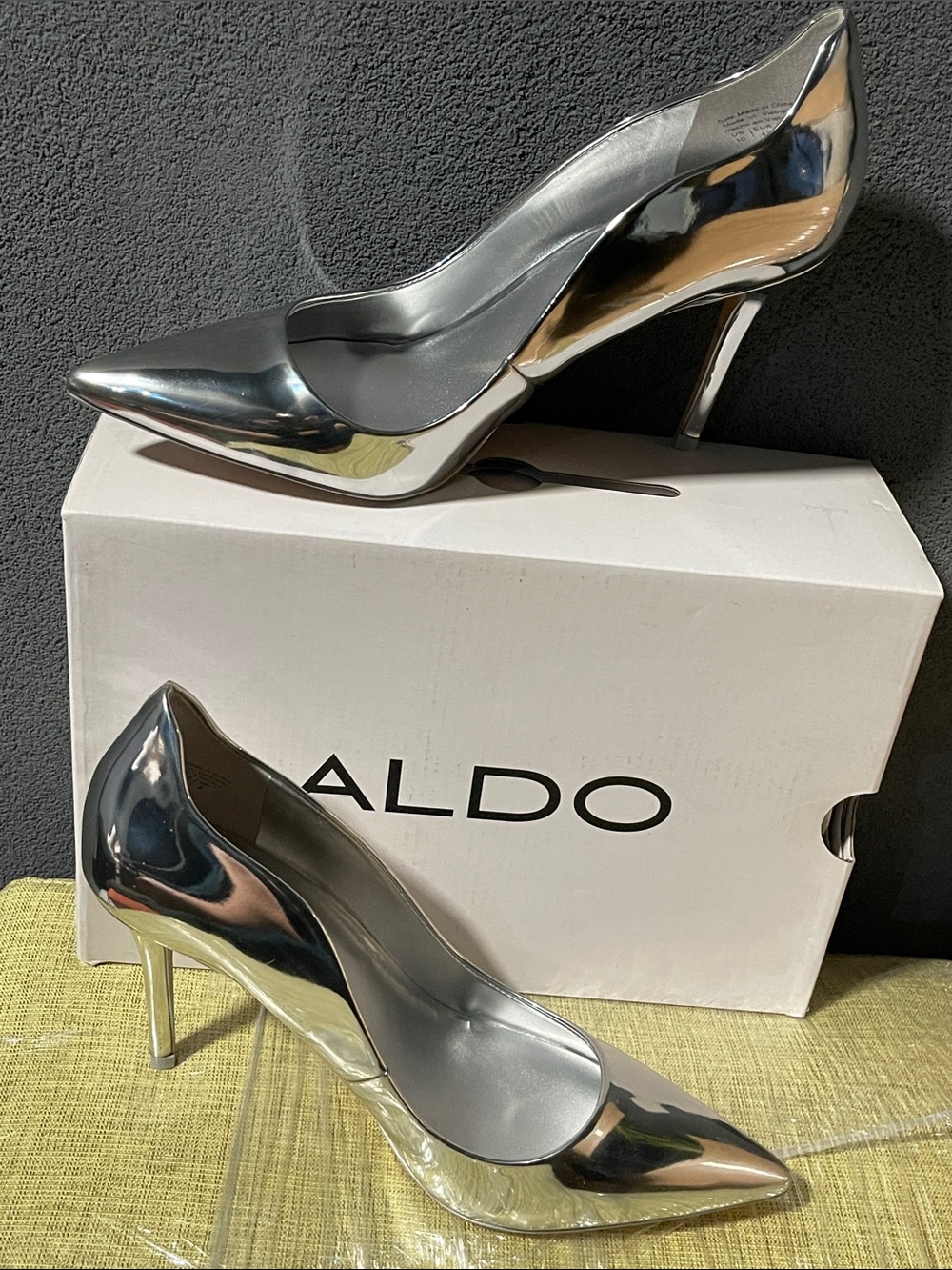 Aldo Metallic Silver Pointed Toe Stiletto Pumps